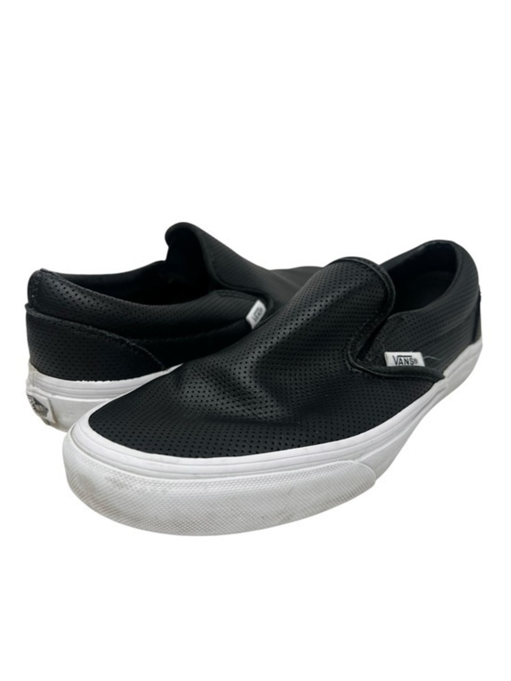 Vans Black Perforated Leather-Look Slip-On Sneakers